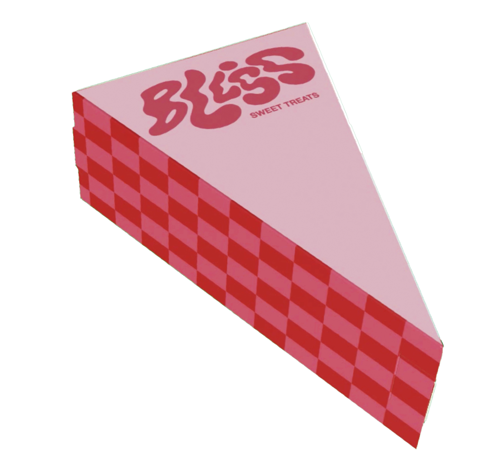 Pink checkerboard custom designed triangle cake box 