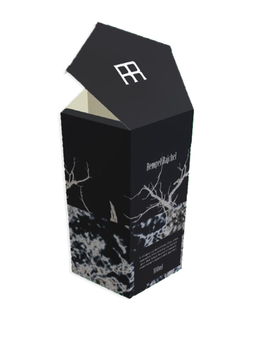 Black and white aftershave hexagonal box