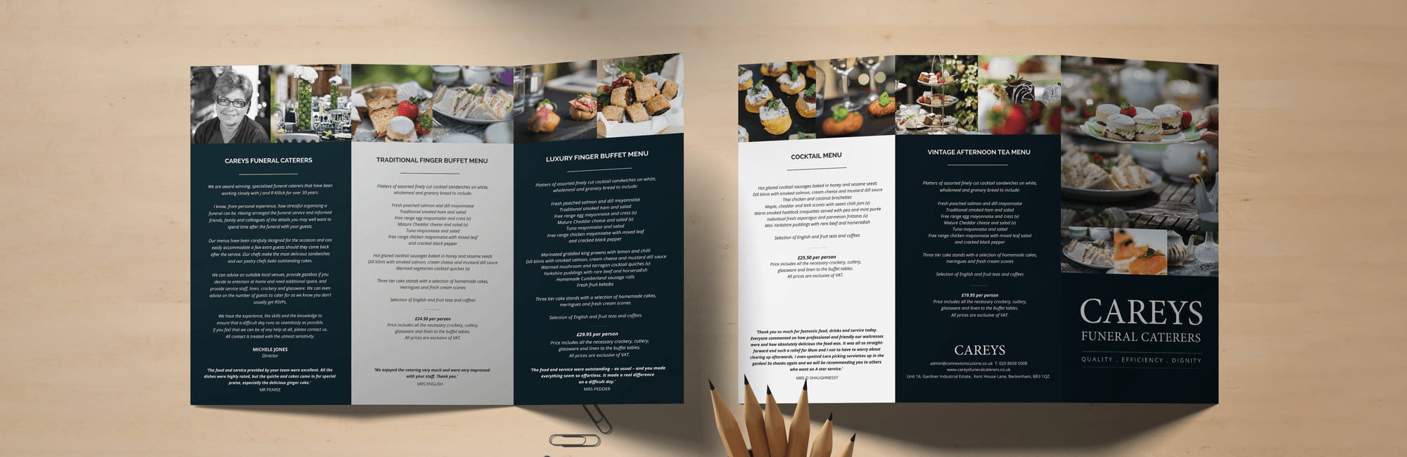 Full colour printed fine dining menu
