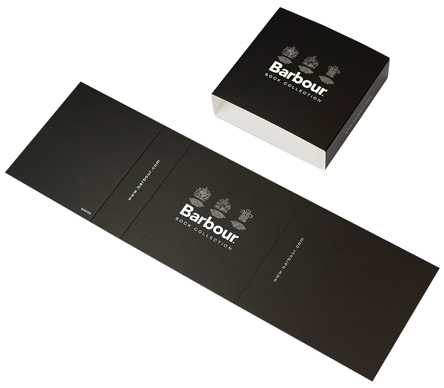Barbour branded sock wrap packaging