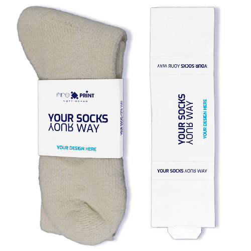 Full colour sock wrap in full colour for romotional purposes and retail packaging